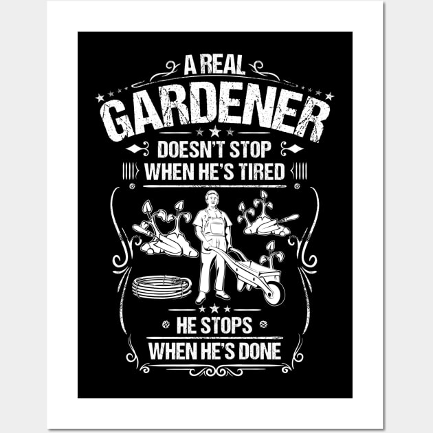 Gardener Gardening Garden Tired Gift Present Wall Art by Krautshirts